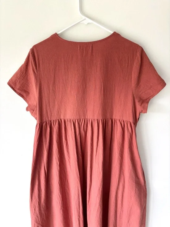 Natural Life Avery Midi Dress Button Front Rust Pink Boho Flowy Cottagecore - Picture 9 of 11